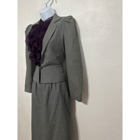 VTG Jean Nicole Corpcore Midi Skirt Set 5/6 Grey Preppy Classic Preppy RL Vibes - Picture 3 of 16